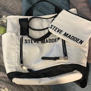 Steve Madden Black and White Backpack